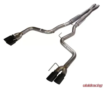 Pypes Exhaust Catback Exhaust X-Pipe Split Rear Quad Exit 3" Quad Black Coated Tips Ford Mustang GT 2018+ - SFM87MXB
