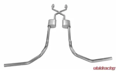 Pypes Exhaust Crossmember-Back X-Pipe Dual Exhaust 2.5" Race Pro Muffler Catalytic Converter Ford Truck 1975-1976 - SFT965RE