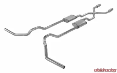 Pypes Exhaust Crossmember-Back X-Pipe Dual Exhaust 2.5" Race Pro Muffler Catalytic Converter Ford Truck 1975-1976 - SFT965RE