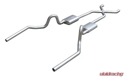 Pypes Exhaust Crossmember-Back X-Pipe Exhaust Split Rear Dual Exit 2.5" Race Pro Mufflers GM A-Body 1964-1972 - SGA10SSR