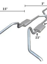 Pypes Exhaust Crossmember-Back Hybrid Exhaust 3 x 2.5" X-Pipe Street Pro Mufflers Chevrolet Impala 1965-1970                                     - SGB30S - Image 2