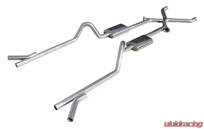 Pypes Exhaust Crossmember-Back X-Pipe Exhaust Split Rear Dual Exit 2.5" Race Pro Mufflers - SGC11R