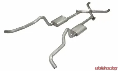 Pypes Exhaust Crossmember-Back X-Pipe Exhaust Split Rear Dual Exit 2.5" Stainless Steel Muffler And Stainless Steel Chevrolet Tri-Five 1955-1957 - SGC17