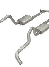 Pypes Exhaust Crossmember-Back X-Pipe Exhaust Split Rear Dual Exit 2.5" Race Pro Muffler Stainless Steel Chevrolet Tri-Five 1955-1957                                     - SGC17R - Image 2