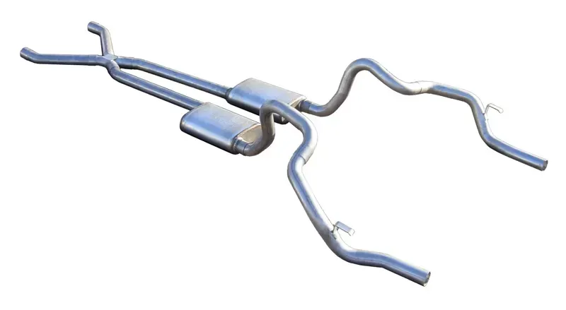 Pypes Exhaust Crossmember-Back X-Pipe Exhaust Split Rear Dual Exit 2.5" Street Pro Mufflers GM F-Body 1970-1974 - SGF11S