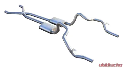 Pypes Exhaust Crossmember-Back X-Pipe Exhaust Split Rear Dual Exit 2.5" Street Pro Mufflers GM F-Body 1970-1974 - SGF11S