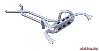 Pypes Exhaust Crossflow System X-Pipe Dual Exhaust 2.5" Race Pro Mufflers Stainless Steel GM 1967-1974 - SGF70