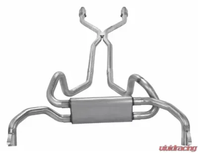 Pypes Exhaust Crossflow System H-Pipe Dual Exhaust 2.5" Race Pro Mufflers Stainless Steel Catalytic Converter GM 1975-1981 - SGF940E