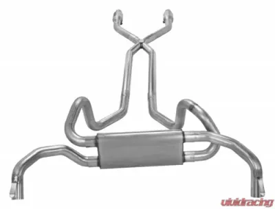 Pypes Exhaust Crossflow System X-Pipe Dual Exhaust 2.5" Race Pro Mufflers Stainless Steel Catalytic Converter GM 1975-1981 - SGF970E