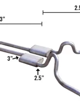 Pypes Exhaust Crossmember-Back Hybrid Exhaust 3 x 2.5" X-Pipe Violator Mufflers Chevrolet Nova 1962-1967                                     - SGN30V - Image 2