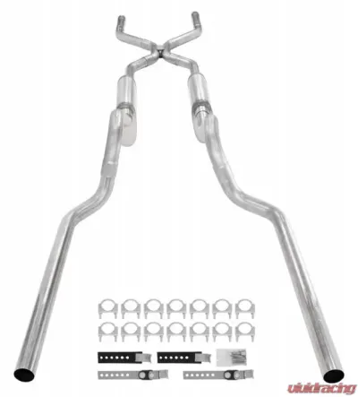 Pypes Exhaust Crossmember Back with H-Pipe Exhaust System Split Rear Dual Exit Violator Muffler GM Truck 1963-1966 - SGT74V