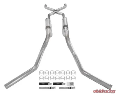 Pypes Exhaust Crossmember Back with X-Pipe Exhaust System Split Side Dual Exit Race Pro Muffler GM Truck 1963-1966 - SGT75R