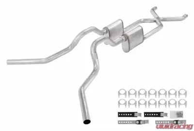 Pypes Exhaust Crossmember Back with X-Pipe Exhaust System Split Side Dual Exit Race Pro Muffler GM Truck 1963-1966 - SGT75R