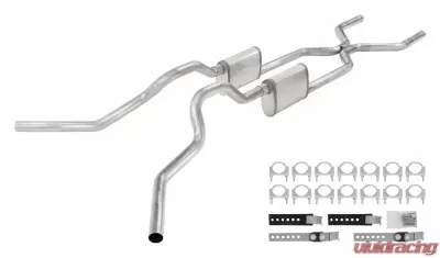 Pypes Exhaust Crossmember Back with H-Pipe Exhaust System Split Side Dual Exit Violator Muffler GM Truck 1963-1966 - SGT76V