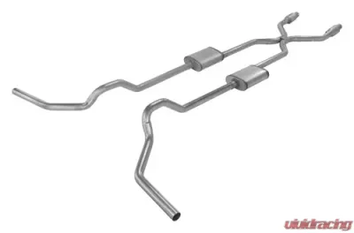 Pypes Exhaust Crossmember-Back H-Pipe Dual Exhaust 2.5" Race Pro Muffler Stainless Steel Catalytic Converter GM 1975-1987 - SGT978RE