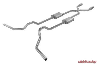 Pypes Exhaust Crossmember-Back X-Pipe Dual Exhaust 2.5" Race Pro Muffler Stainless Steel Catalytic Converter GM 1975-1987 - SGT980RE