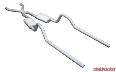 Pypes Exhaust Crossmember-Back X-Pipe Exhaust Split Rear Dual Exit 2.5" 18" Street Pro Mufflers - SMB10S33