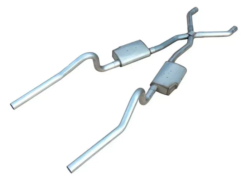 Pypes Exhaust Crossmember-Back X-Pipe Dual Exhaust 2.5" Violator Muffler Stainless Steel Mopar E-Body 1970-1974 - SME11S