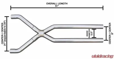Pypes Exhaust X-Pipe Kit 3" Tunnel Crossover Stainless Steel - XVF13