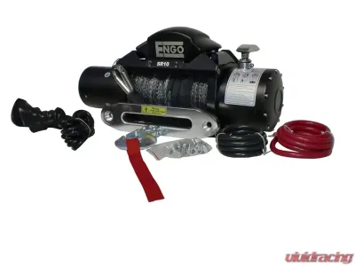 Engo Electric Winch 10,000 LB (4536kg) 12 Volt W/Synthetic Rope Black Satin Finish SR Model - 97-10000S