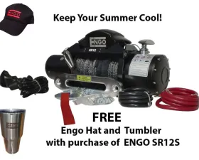 Engo Electric Winch 12,000 LB (5443kg) 12 Volt W/Synthetic Rope Black Satin Finish SR12 Model