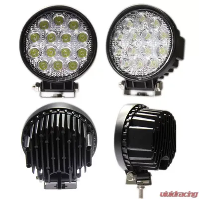 Engo 4 Inch LED Work Lights RW Series Round 42 Watt Led Single Flood Light Requires Wiring Harness - EN-JG-W042-F