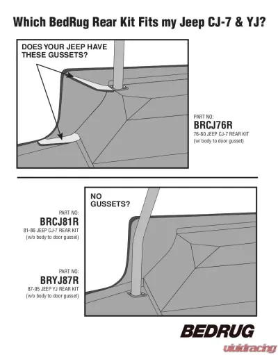 JEEP BEDRUG 87-95 JEEP YJ REAR KIT 4 PC CARGO KIT (INC TLGTE & CARGO LINER) Jeep Wrangler 1987-1995 - BRYJ87R