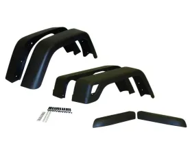 Crown Automotive Jeep Replacement Fender Flare Kit, Wide Style; Includes 4 Fender Flares, 2 Extensions, & Hardware Jeep Front and Rear 1997-2006