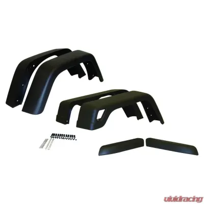 Crown Automotive Jeep Replacement Fender Flare Kit, Wide Style; Includes 4 Fender Flares, 2 Extensions, & Hardware Jeep Front and Rear 1997-2006 - 55254918K76