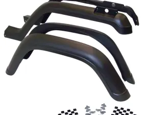 Crown Automotive Jeep Replacement Fender Flare Kit, Left and Right, Front & Rear, Black Textured Jeep Wrangler Front and Rear 1987-1995
