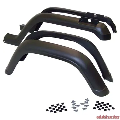 Crown Automotive Jeep Replacement Fender Flare Kit, Left and Right, Front & Rear, Black Textured Jeep Wrangler Front and Rear 1987-1995 - 5AHK