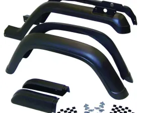 Crown Automotive Jeep Replacement Fender Flare Kit, Left and Right, Front & Rear, Black Textured Jeep Wrangler Front and Rear 1987-1995