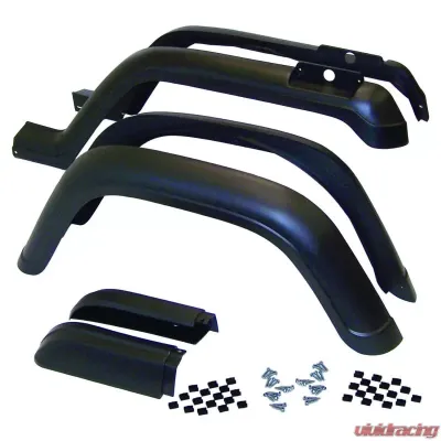 Crown Automotive Jeep Replacement Fender Flare Kit, Left and Right, Front & Rear, Black Textured Jeep Wrangler Front and Rear 1987-1995 - 5AHK6