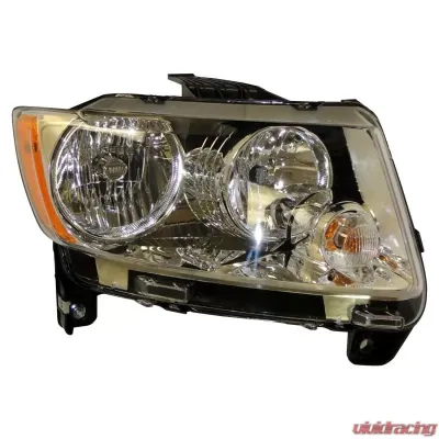 Crown Automotive Jeep Replacement Right Halogen Headlight Assembly for 11-17 Jeep MK Compass w/ Chrome Bezels Jeep Compass Right - 68088868AA