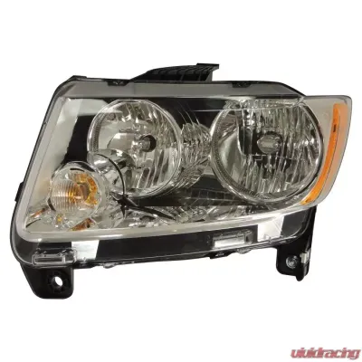 Crown Automotive Jeep Replacement Left Halogen Headlight Assembly for 11-17 Jeep MK Compass w/ Chrome Bezels Jeep Compass Left - 68088869AA