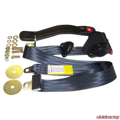 Crown Automotive Jeep Replacement Seat Belt, Left or Right Front, Black, 3 Point Retractable Jeep Front Left - BELT3B