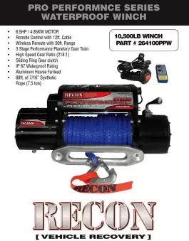 Recon Truck Accessories Pro Performane Winch Black - 264100PPW