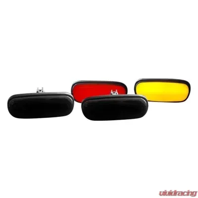 Recon Truck Accessories Fender Lenses w/Red And Amber LED Light Smoked Lens Chrome Trim Dodge Ram 02-09 - 264131BK