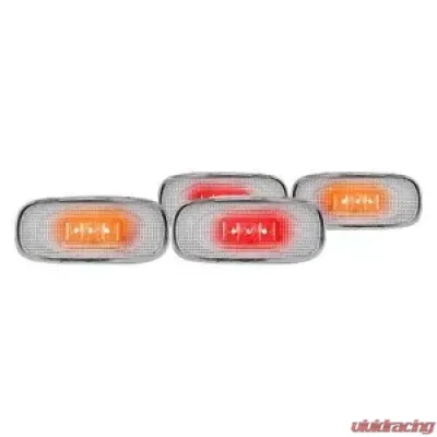 Recon Truck Accessories Fender Lenses w/Red And Amber LED Light Clear Lens Chrome Trim Dodge Ram 02-09 - 264131CL