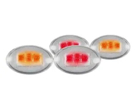 Recon Truck Accessories Fender Lenses w/Red And Amber LED Light Clear Lens Chrome Trim Ford Superduty 99-10