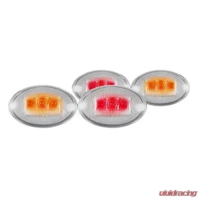 Recon Truck Accessories Fender Lenses w/Red And Amber LED Light Clear Lens Chrome Trim Ford Superduty 99-10 - 264132CL