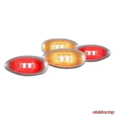 Recon Truck Accessories Fender Lenses w/Red And Amber LED Light Clear Lens Chrome Trim GMC | Chevrolet - 264133CL