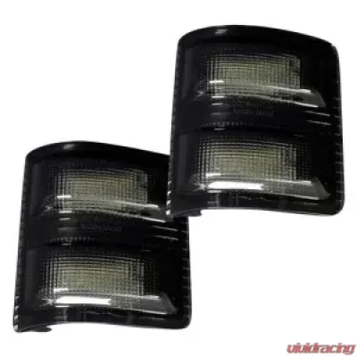 Recon Truck Accessories Side Mirror w/White Led Running Lights And Amber Scanning LED Turn Signals Smoked Lens  Ford F250 08-16 - 264140WHBKS