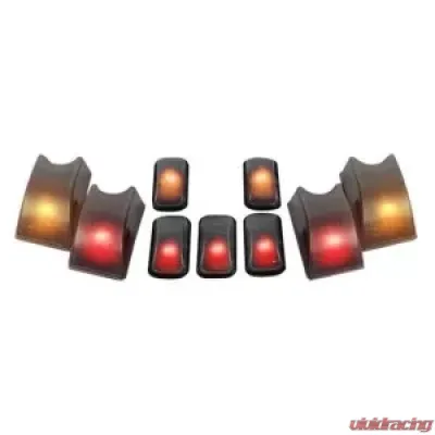 Recon Truck Accessories Smoked Cab Roof Light Lenses w/Five Amber And Red 194 Xenon Bulbs Hummer H2 02-10 - 264160BK
