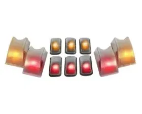 Recon Truck Accessories Clear Cab Roof Light Lenses w/Five Amber And Red 194 Xenon Bulbs Hummer H2 02-10