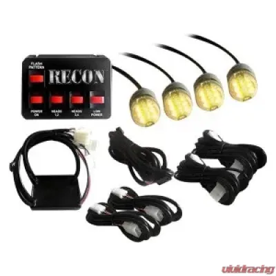 Recon Truck Accessories 36-Watt 4-Bulb Professional-Grade LED Amber Strobe Light Kit - 26419AM