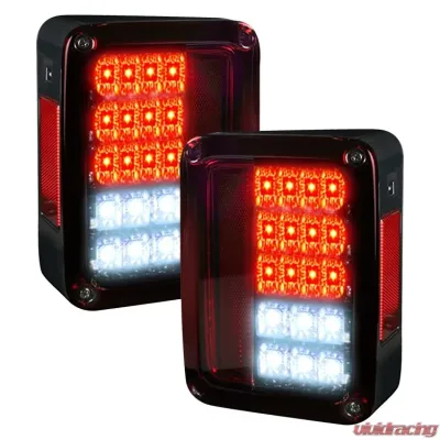 Recon Truck Accessories OLED Taillights Smoked Red Lense Jeep JK Wrangler 07-17 - 264234LEDRBK