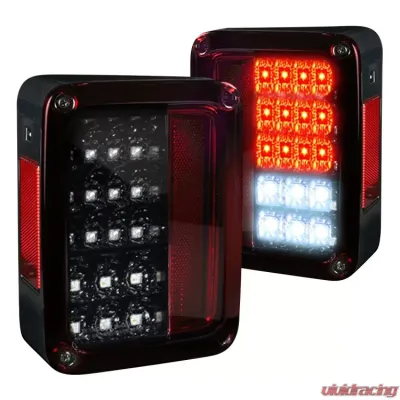 Recon Truck Accessories LED Taillights Smoked Red Lens Jeep JK Wrangler 07-17 - 264234RBK