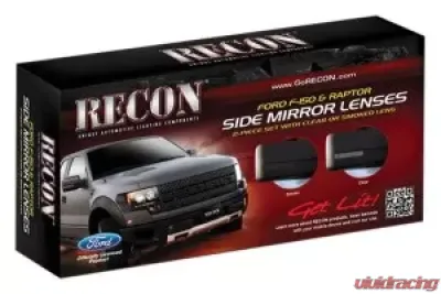 Recon Truck Accessories Side Mirror Lenses w/White Running Lights Ford F150 09-14 - 264241WHCL