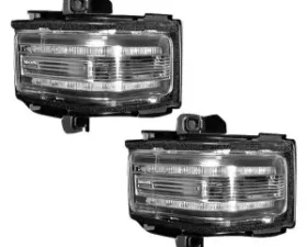 Recon Truck Accessories Side Mirror Lenses w/Amber Running Lights Flashing LED Turn Signals And White LED Spot Lights Ford F250 2017-2021